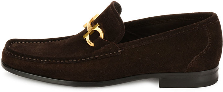 Salvatore Ferragamo Grandioso 2 Suede Gancini Loafer Chocolate, $540 ...