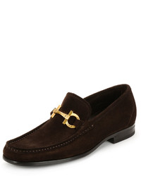 Salvatore Ferragamo Grandioso 2 Suede Gancini Loafer Chocolate