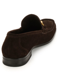 Salvatore Ferragamo Grandioso 2 Suede Gancini Loafer Chocolate