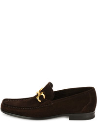 Salvatore Ferragamo Grandioso 2 Suede Gancini Loafer Chocolate