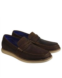 Mark Nason Skechers Mixville Dark Brown Leather Cream Bottom Casual Dress Loafers