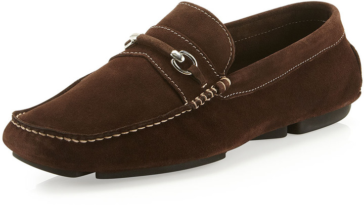 Bruno Magli Pogia Suede Bit Driver Dark Brown 265 Last Call by