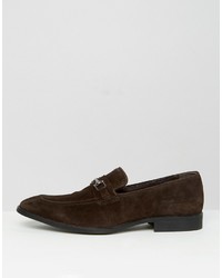 Asos Smart Loafers In Brown Suede With Snaffle Detail