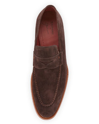 Magnanni Suede Penny Loafer Brown