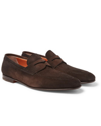 Santoni Suede Penny Loafers