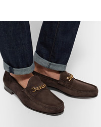 Tom Ford York Chain Trimmed Suede Loafers