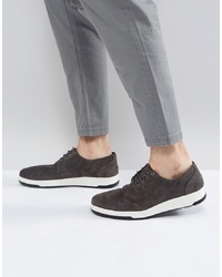 ASOS DESIGN Asos Casual Derby Shoes In Grey Suede With Ribbed Sole