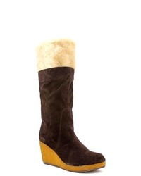 D-Segno Wendy Brown Suede Fashion Mid Calf Boots