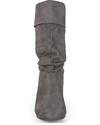 Journee Collection Shelley 8 Buckle Accented Mid Rise Wide Calf Slouch Boots