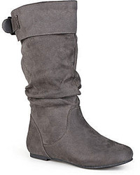 Journee Collection Shelley 8 Buckle Accented Mid Rise Wide Calf Slouch Boots
