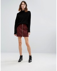 Dark Brown Suede Mini Skirt