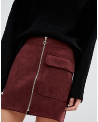 Vero Moda Zip Front Suedette Mini Skirt