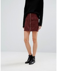 Vero Moda Zip Front Suedette Mini Skirt