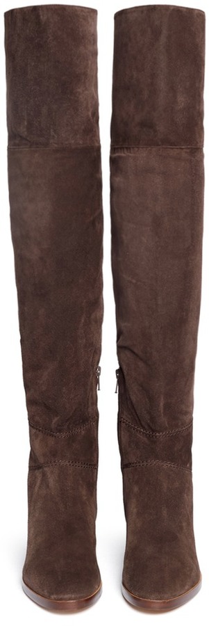 dark brown suede thigh high boots