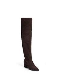 Miu Miu Point Toe Suede Over The Knee Boots Brown
