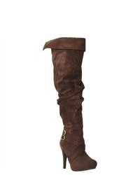 Riverberry Joy Over The Knee Microsuede Stilletto Fashion Boots Brown Size 55