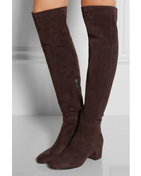Gianvito Rossi Suede Over The Knee Boots Dark Brown