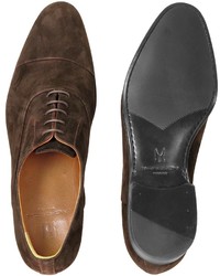 Moreschi Dublin Dark Brown Suede Cap Toe Oxford Shoes