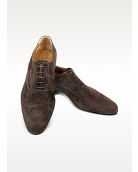 Moreschi Dublin Dark Brown Suede Cap Toe Oxford Shoes