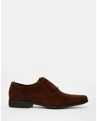 Asos Oxford Shoes In Brown Faux Suede