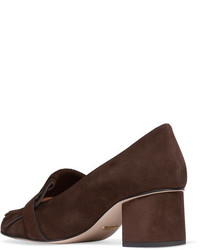 Gucci Fringed Suede Pumps Brown