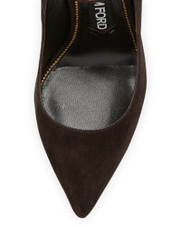 Tom Ford Suede Ankle Lock Pump Chocolate