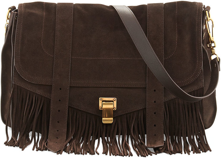 Proenza Schouler Ps1 Suede Fringe Runner Shoulder Bag Brown