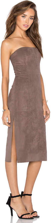 strapless suede dress