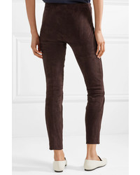 The Row Cosso Stretch Suede Skinny Pants