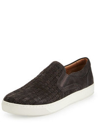 Vince Ace Woven Suede Slip On Sneaker Graphite