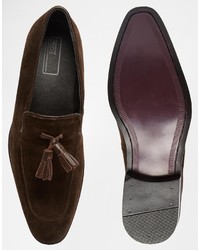 Asos Brand Loafers In Brown Suede With Tassel