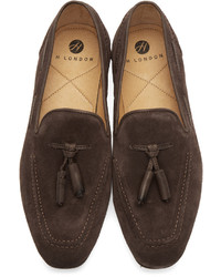 H By Hudson Brown Suede Pierre Loafers