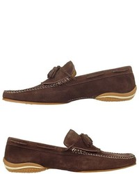 Pakerson Dark Brown Italian Hand Made Suede Leather Tassel Loafer Shoes