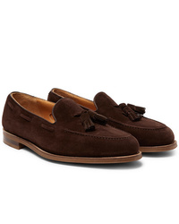 Edward Green Hampstead Leather Trimmed Suede Tasselled Loafers