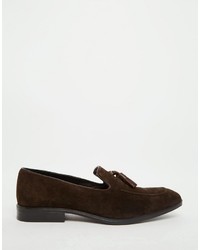 Asos Loafers In Brown Suede With Tassel