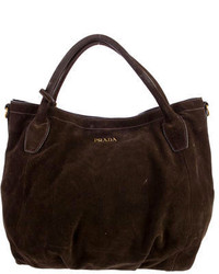 prada dark brown suede bag  