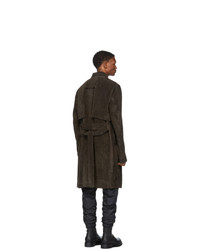 Rick Owens Brown Suede Trench Coat