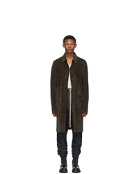 Rick Owens Brown Suede Trench Coat