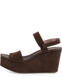 Pedro Garcia Dulce Suede Wedge Sandal Silt