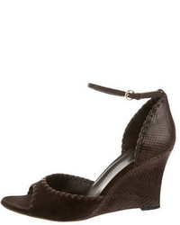 Gucci Snakeskin Ankle Strap Wedges