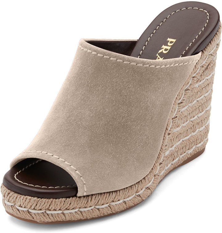 prada suede espadrille wedge