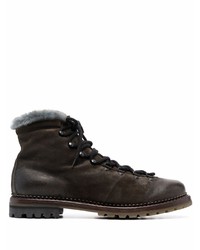 Premiata Fur Trimmed Leather Ankle Boots