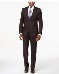 Sean John Dark Brown Plaid Classic Fit Suit