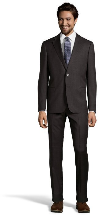 Armani Dark Brown Sharkskin Virgin Wool 2 Button C Line Suit With