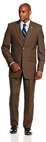 Stacy Adams 3 Piece Vested Solid Brown Suit