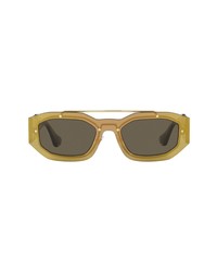 Versace 51mm Irregular Sunglasses In Transparent Brown Mirror At Nordstrom