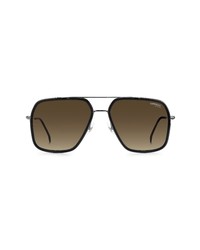 Carrera Eyewear 59mm Gradient Rectangle Aviator Sunglasses In Black Brown Gradient At Nordstrom
