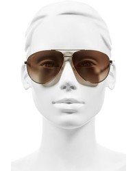 Gucci 61mm Aviator Sunglasses Dark Ruthenium Brown Grey