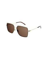 Gucci 61mm Square Aviator Sunglasses In Gold At Nordstrom