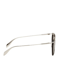 Alexander McQueen Black And Silver Square Sunglasses